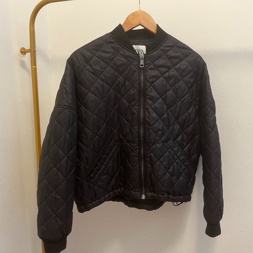 Zara women's black bomber jacket